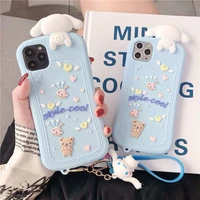 sanrio cinnamoroll silicone keychain phone case for iphone 13 12 11 pro max xr xs max 8 x 7 se girl shockproof soft shell fundas