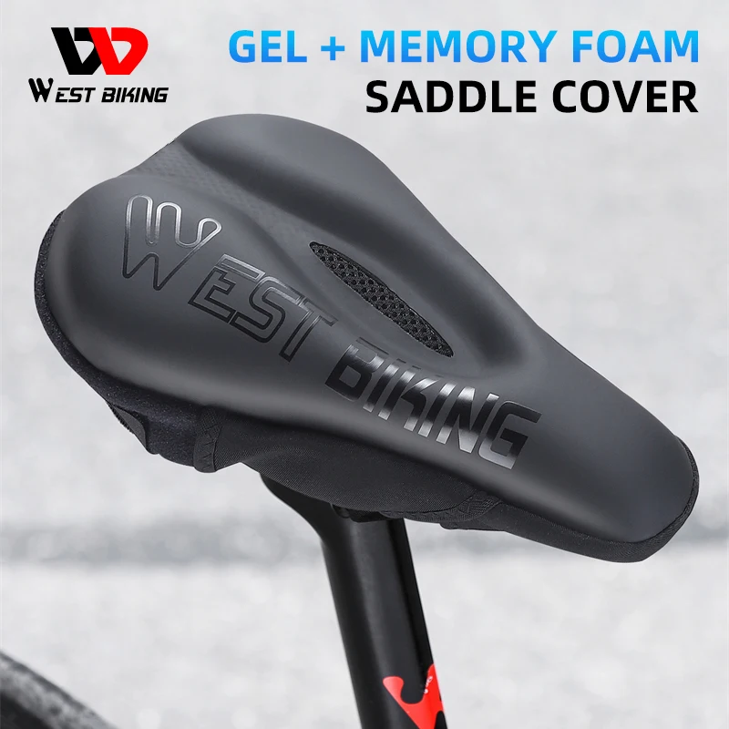 

WEST BIKING Gel Comfortable Bicycle Saddle Cover Breathable Non-Slip Memory Foam MTB Road Bike Seat Cover Waterproof Cushion