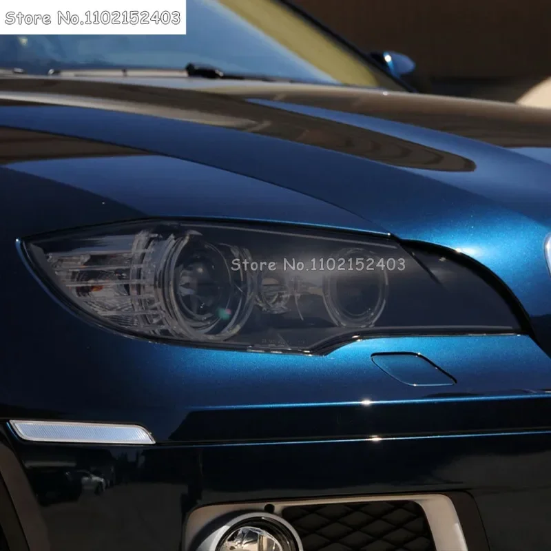 Фото 2 шт. для BMW X6 M E71 2008-2014, оттенок автомобильных фар, черная защитная пленка, передняя фара, прозрачная наклейка из ТПУ, аксессуары №4