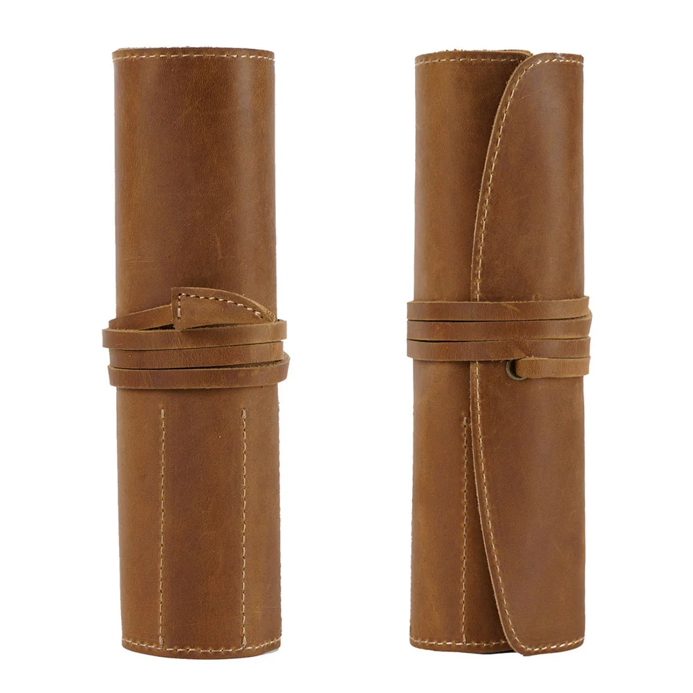 

Vintage Roll Case Roll Bag for Pen Brushes Case Pen Bag for Artist Students Brown