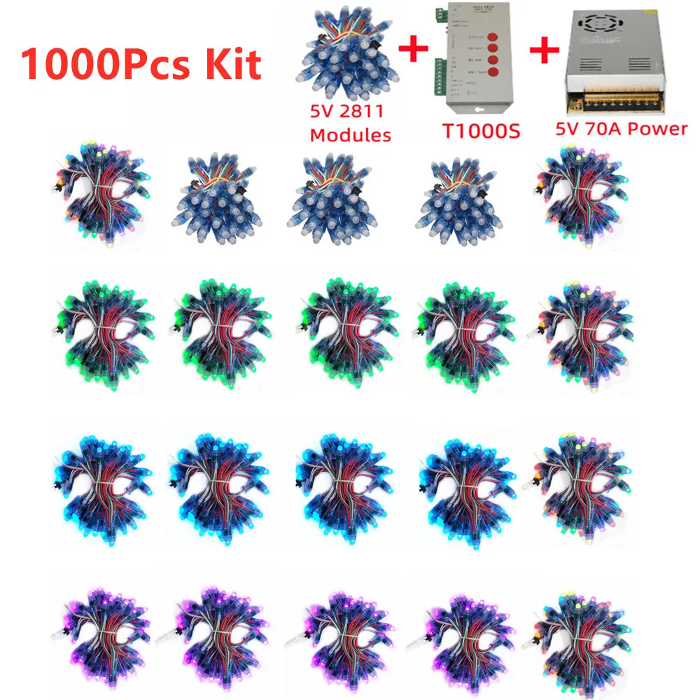 

500Pcs-1000Pcs 12mm DC5V WS2811 IC RGB Full Color Digital Pixel Light LED Module IP68 Waterproof Christmas String Light Full Kit