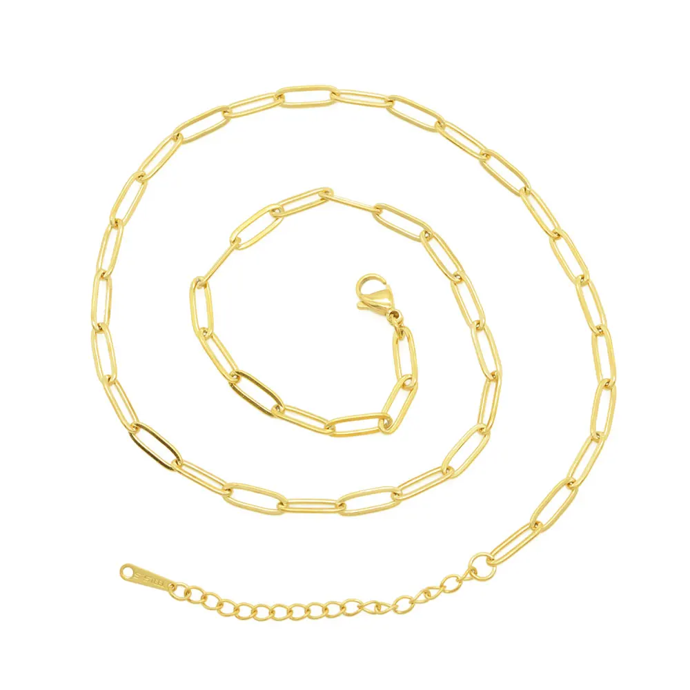 5pcs/lot Bulk Wholesale 304 Stainless Steel Paperclip Chain Necklace for DIY Jewelry Making 45+5cm Box Fiago Snake Curb - купить по