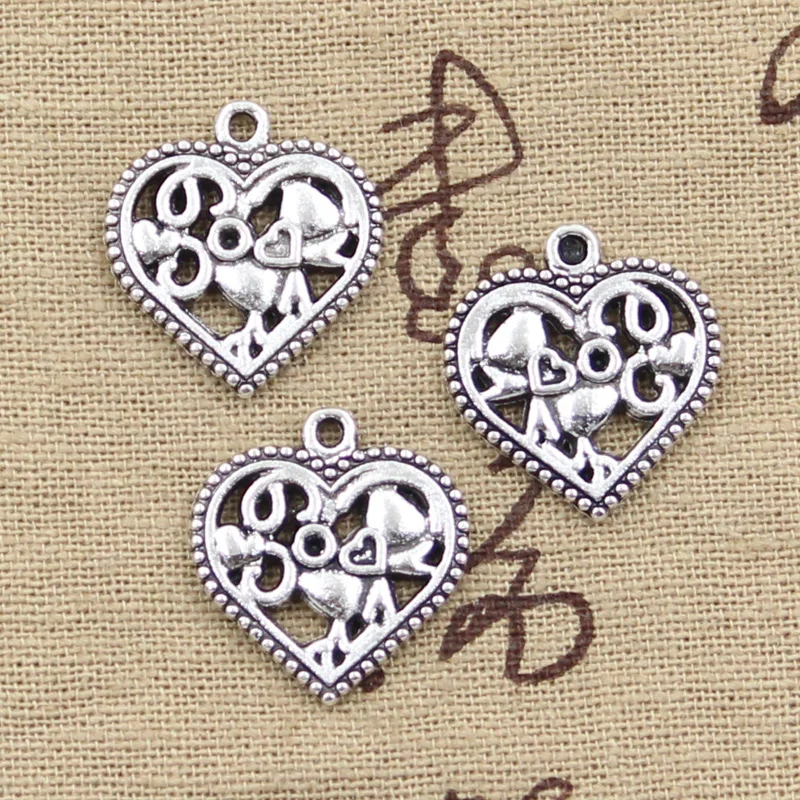 

8pcs Charms Heart I Love You 21x20mm Antique Silver Color Pendants Making DIY Handmade Tibetan Finding Jewelry