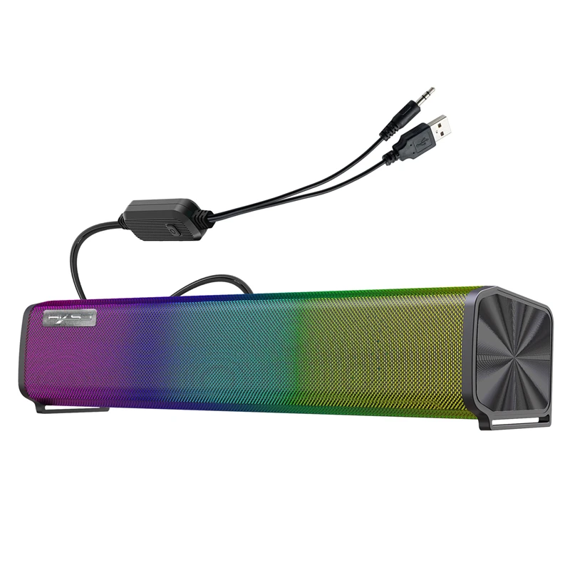 Q9 RGB Light Wired Soundbar Column Speaker 9 Kinds Of Lights Can Be Adjusted Long Sound Bar Computer TV Game Speakers 3.5mm Plug |