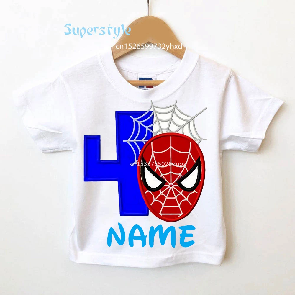 

Kids Summer 2022 Super Hero Birthday Party Clothes 2 3 4 5 6 7 8 Year Boys Birthday Marvel Spiderman Shirts Boy GirlsTees Tops