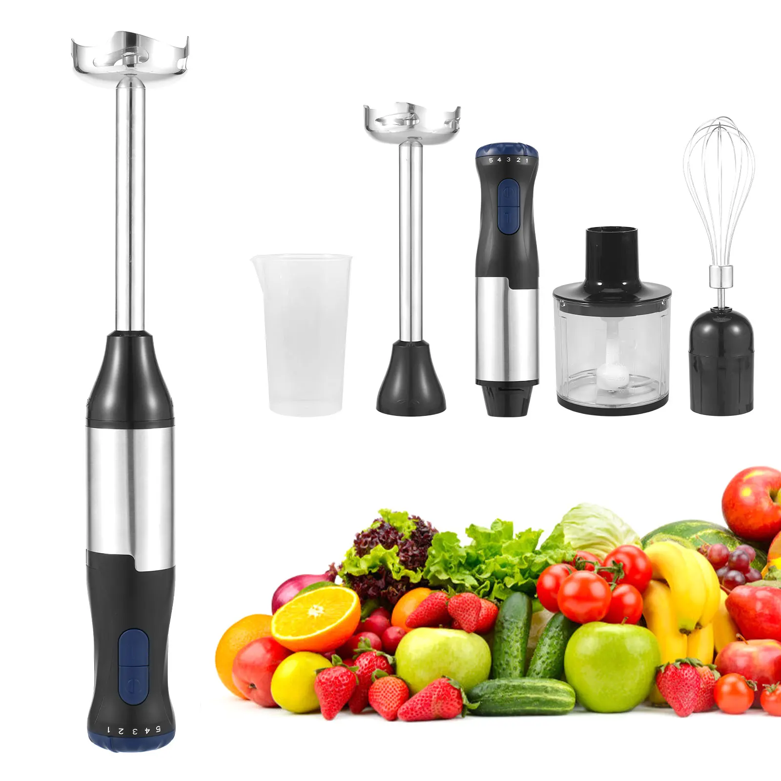 

Stainless Steel Hand Blender 1000W Immersion Blender 5 Adjustable Speed Hand Stick Blender Anti-Splash Handheld Blender