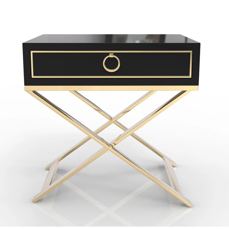 

Living Room Luxury Bedside Table Bedroom Metal Console Nightstand Storage Locker With Drawer Cabinet Nordic Furniture HY50BT