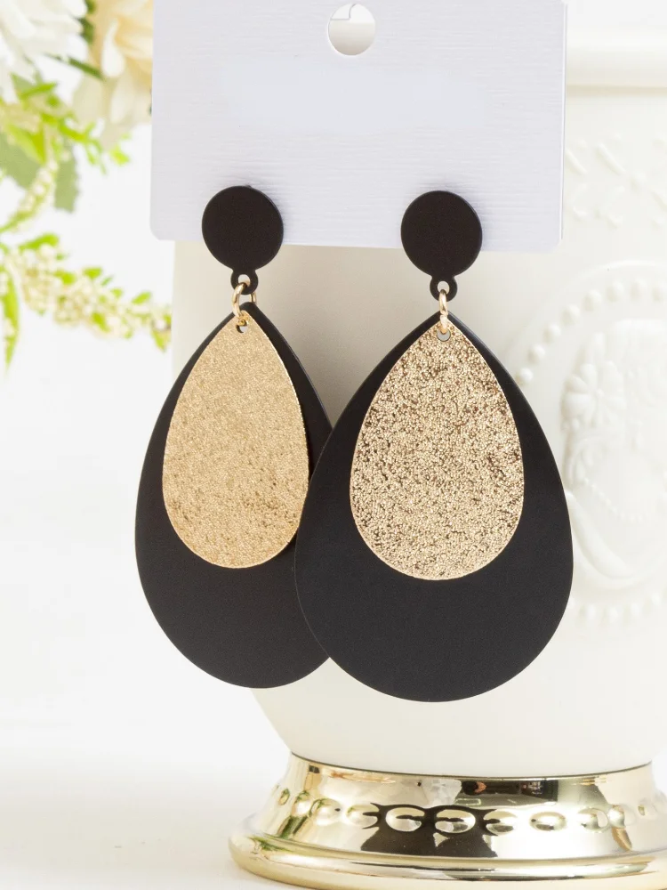 

Modern Jewelry Fashion Statement Black Earrings 2021 New Trend Hot Selling Geometric Teardrop Earrings For Women Party Gifts