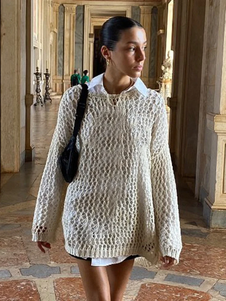 Rockmore сексуальный открытый свободный женский свитер с длинным рукавом Пуловеры Y2K