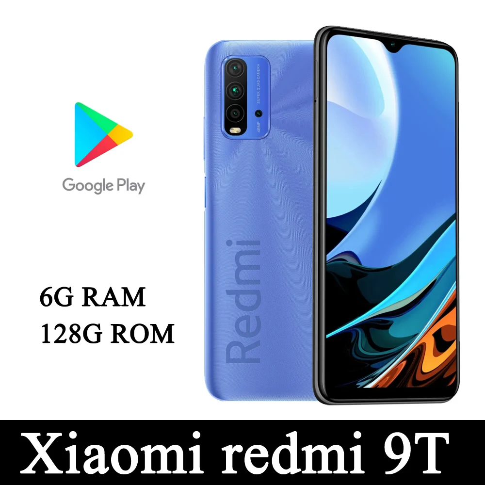 

6.53INCH Dual sim 48MP Android 4/6G RAM 128G ROM NEW Xiaomi redmi 9T Smartphones global version mobile phones unlocked celulares