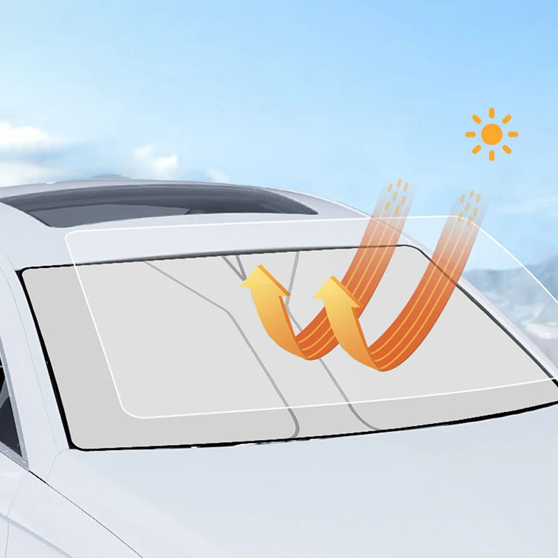 

Portable Car Windshield Curtain Double Layer Sunscreen Insulation Cloth Car Interior Sun Shade Front Window Parasol Uv Protector