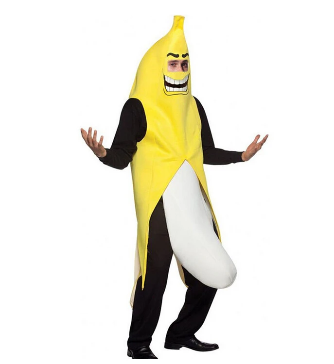 

free shipping Men Cosplay Adult Fancy Dress Funny sexy Banana Costume novelty halloween Christmas carnival party costume