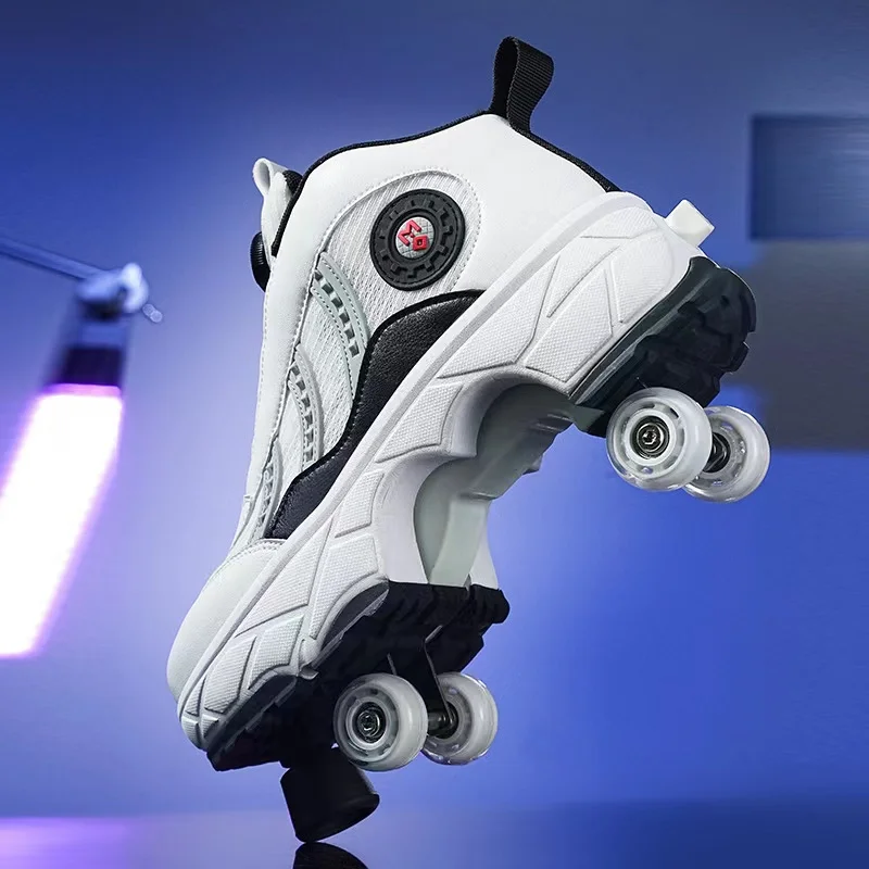 Adult Kids Sport Roller Skates With Brake Head Casual Deformation Parkour Sneakers Four-Wheel Dual-Use Rounds Of Running