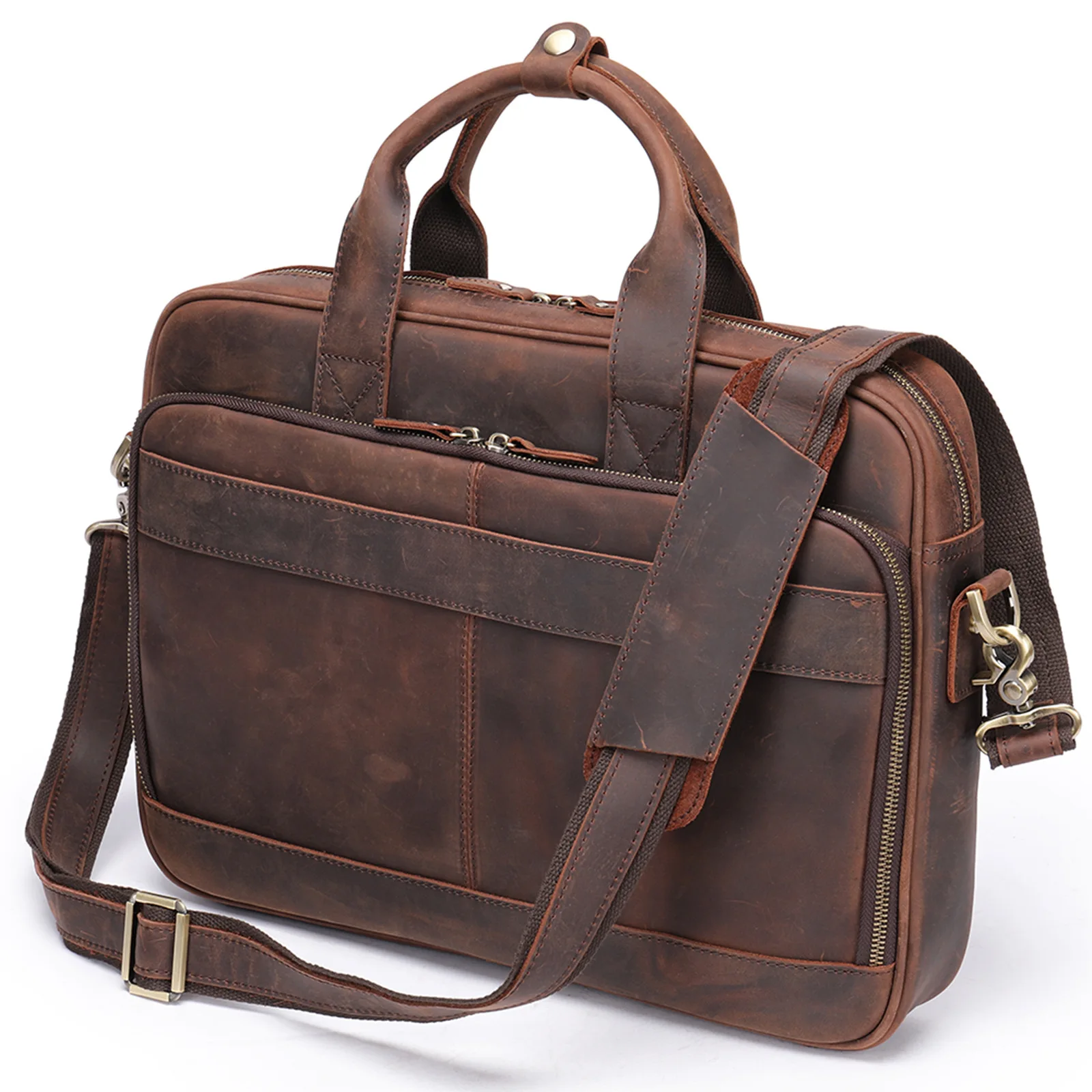 

Casual Tote Bags Working Retro Laptop Men Genuine Daily Male For Bag Pad Briefcase Documents Handbags 15.6 Bag Bag Leather