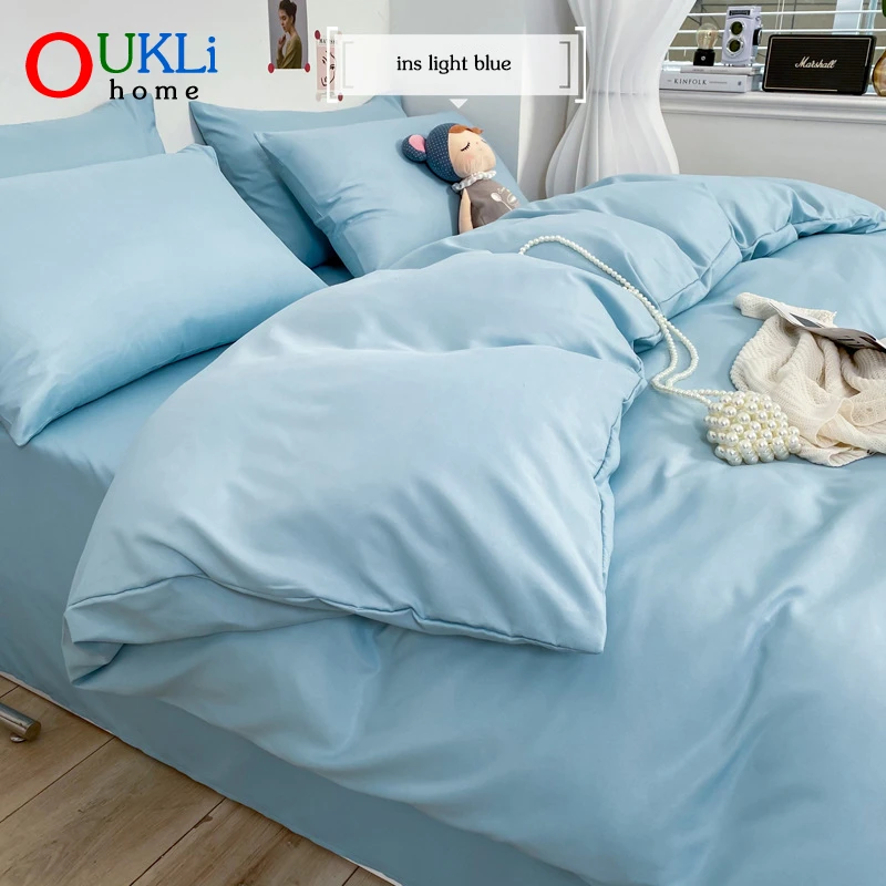 

постельное бельё 2 спал fashion bedding set cozy Pure color A/B double-sided Simplicity Bed sheet, quilt cover pillowcase 4pcs