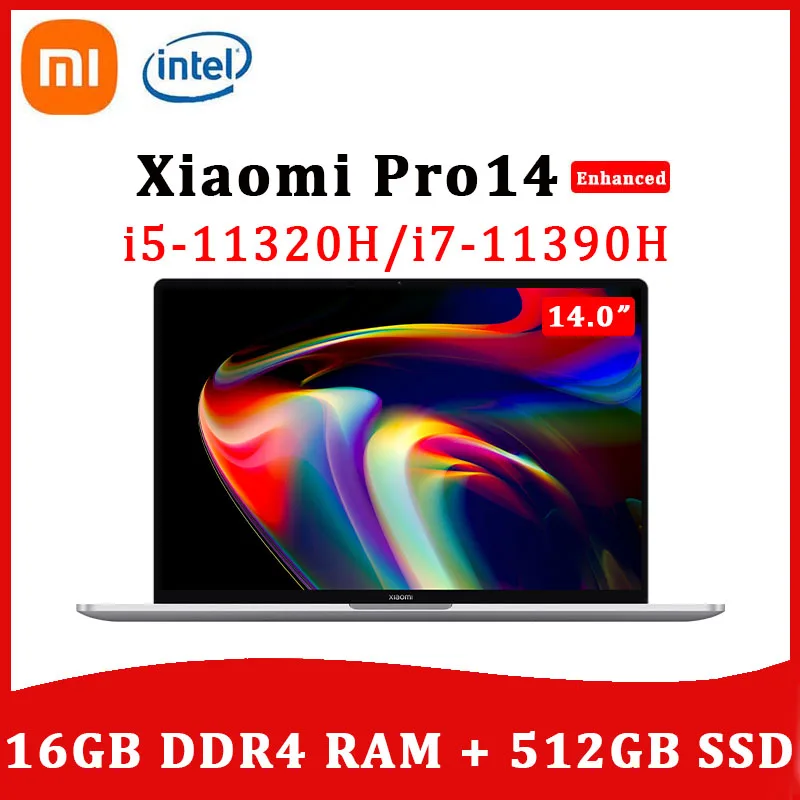 Xiaomi Mi Laptop Pro 14 intel Notebook 2022 New Enchanced Edition i7-11390H/i5-11320H 16GB 512GB SSD 120Hz 2.5K Screen Computer