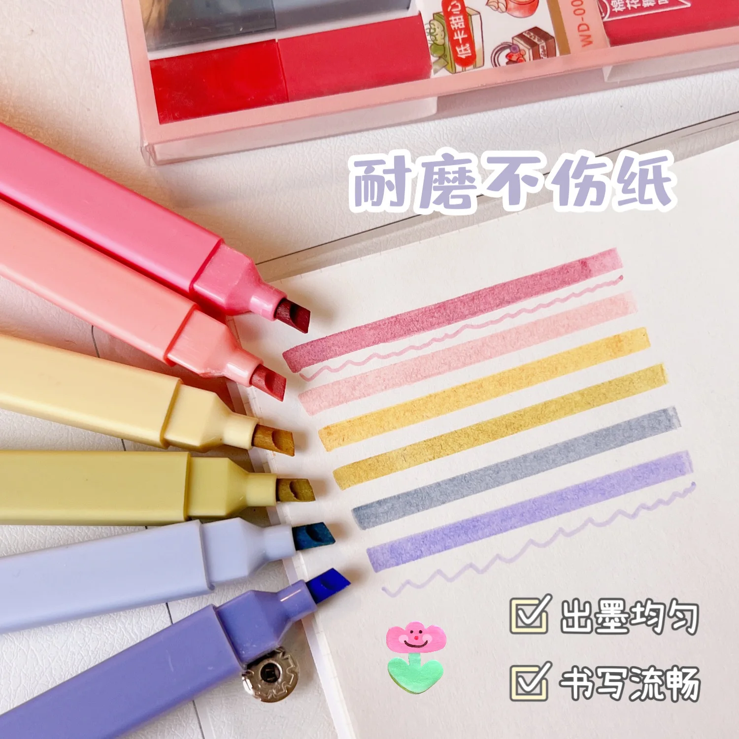 

Macron Highlighters 6 Pieces/Pack Colorful Double-ended marker pen for Students Office Writing Supplies