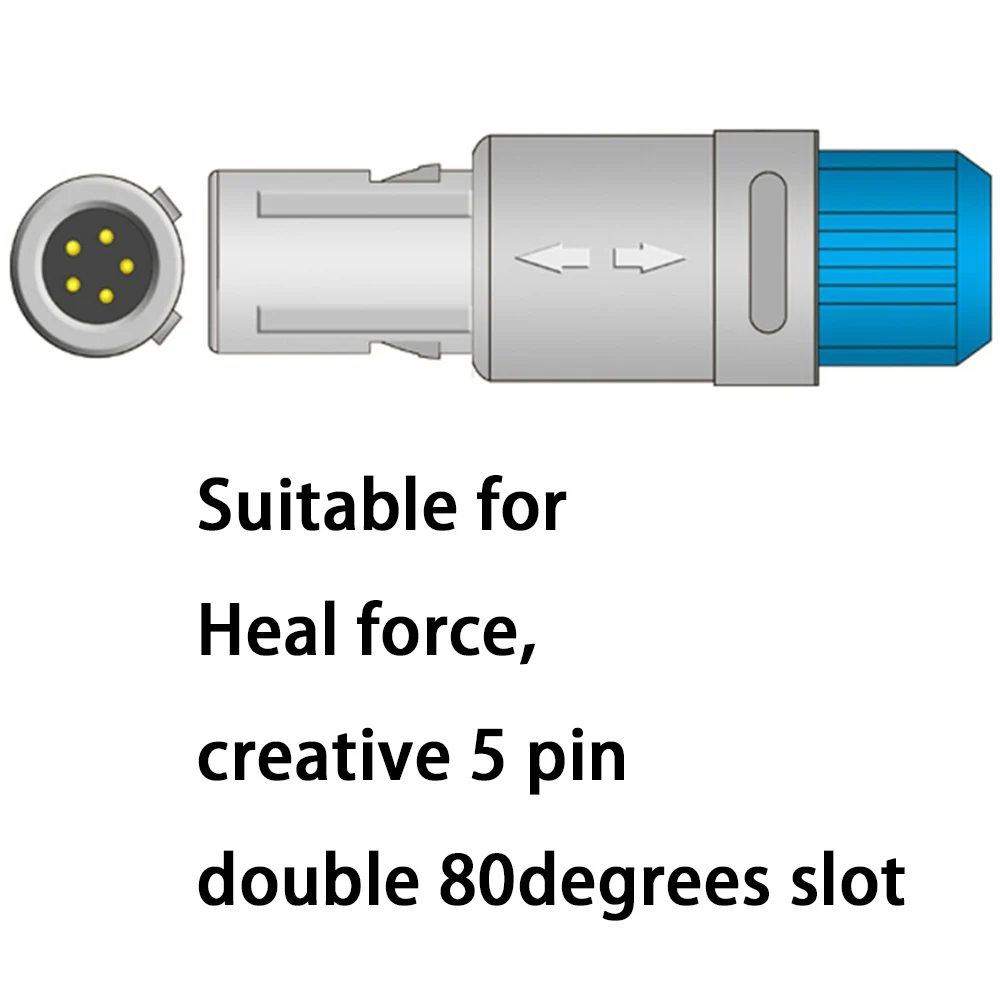 Фото Совместим с Heal Force, Creative 5 Pin Double Slot 80 °   Многоразовый датчик SpO2 для пульсоксиметра с кислородным коннектором №2