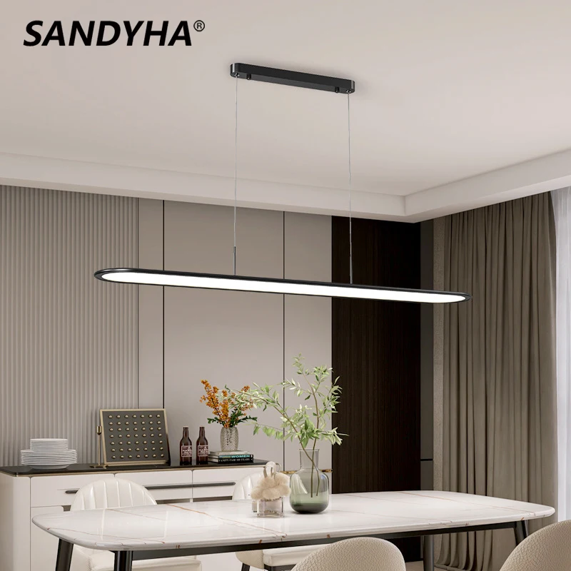 

SANDYHA Simple Strip Rectangular Led Chandeliers for Dining Room Lampara Techo Lamp Lustres Para Sala De Jantar Pendant Lights