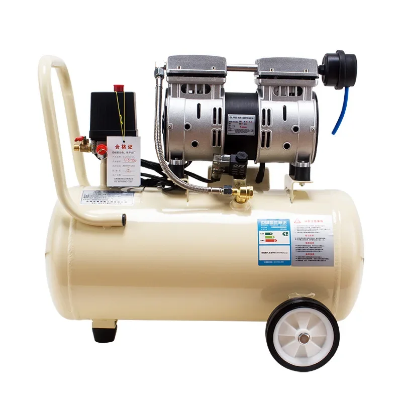 

Small Silent Oil-free Rocking Piston High Pressure Portable Air Compressor 2.2KW 120L Lower Noise Movable Blowing Dust Air Pump