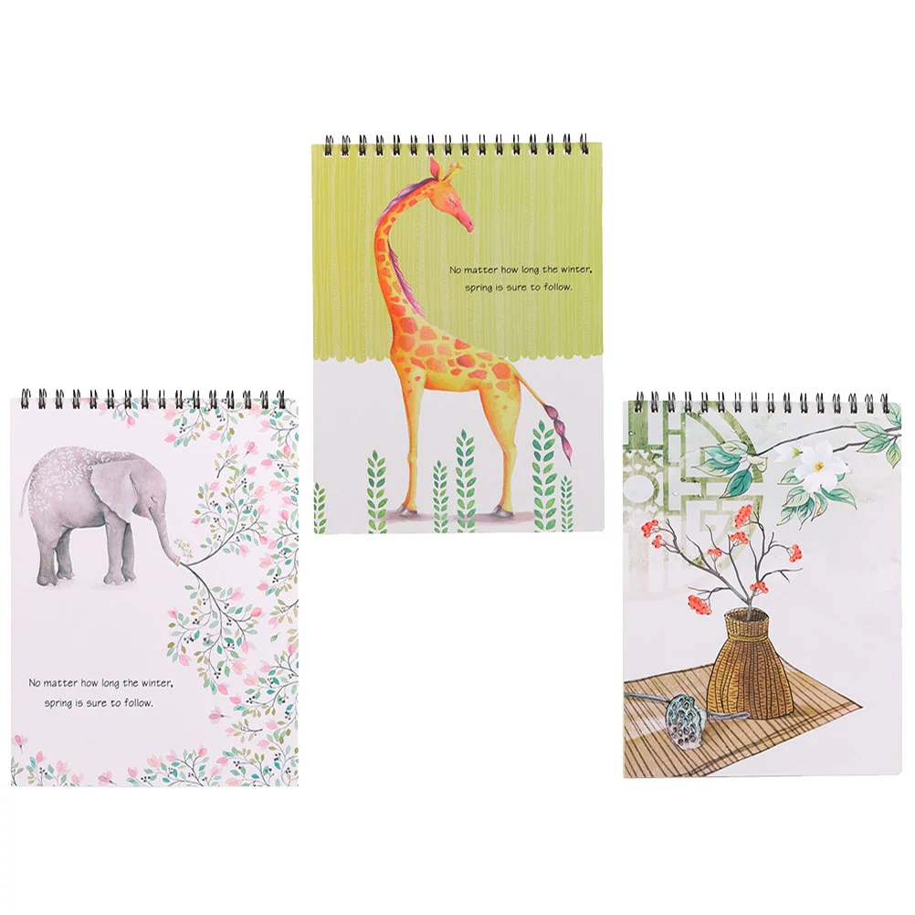 

3pcs Sketch Books Adorable Painting Books Cartoon Drawing Books for Students