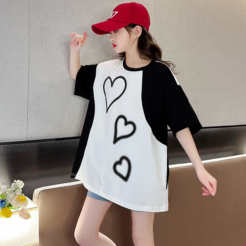

Girls' Summer Suit 2023 New Children's Short Sleeve T-shirt Women's Big Boy Denim Shorts 2PK Summer Set