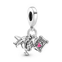 2022 new 925 sterling silver airplane earth instrument and luggage charm beads fit women original pandora bracelet diy jewelry