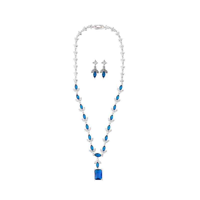 Комплект ювелирных изделий из циркония высококачественный квадратный кулон