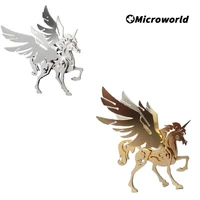 microworld 3d metal animal puzzle little unicorn model diy assembled jigsaw toys for kids birthday gifts for home decoration
