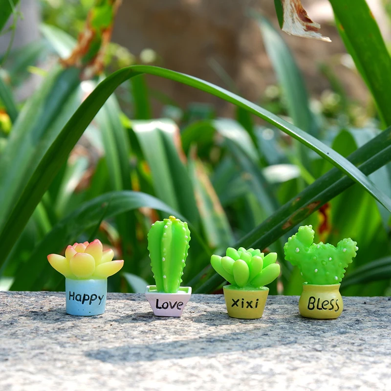 Милые полимерные кактусы суккуленты миниатюрные украшения искусственные
