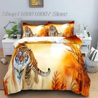 tiger duvet cover set queen size african animal bedding set tropical wild animal leopard comforter cover for kids adults decor