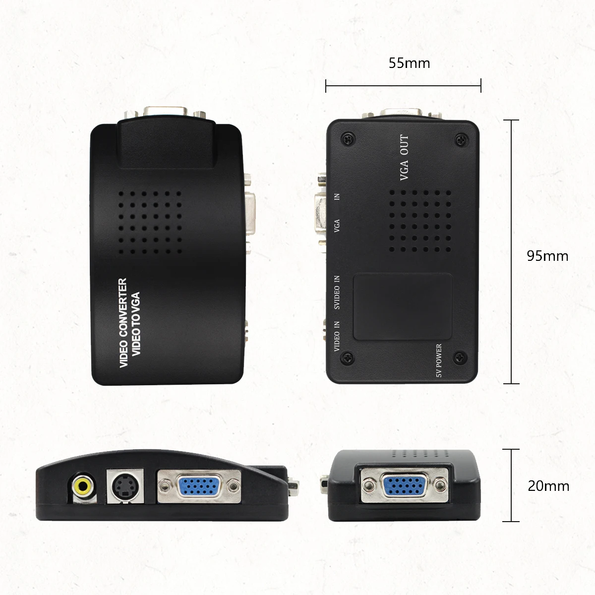 Адаптер RCA-VGA преобразователь композитного витамина AV S-Video RCA VGA с гнездом