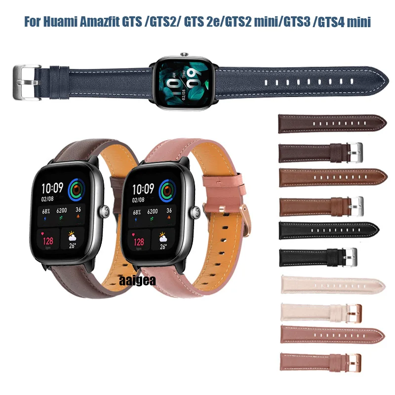 

Ремешок кожаный для Huami Amazfit GTS 4 mini 2e GTS2 GTS3 Bip 3 Lite S U Pro, модный элегантный браслет для наручных часов, 20 мм