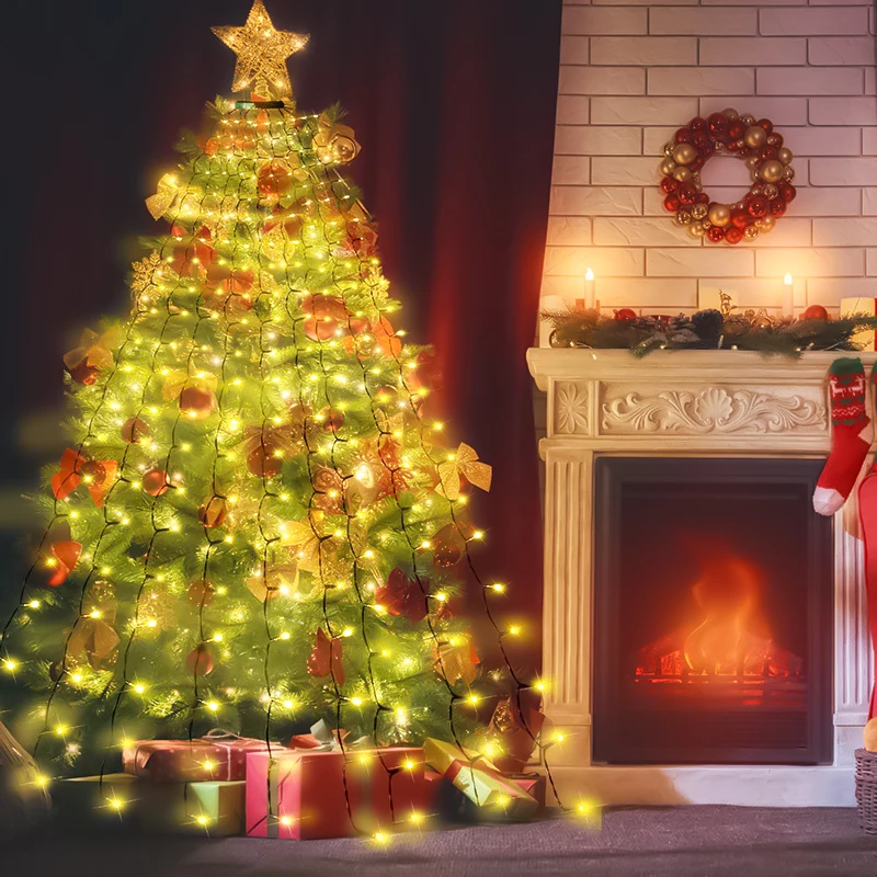 

LED Christmas Tree Decoration Light String Festival Layout Courtyard Indoor Outdoor Cover Tree Water Waterfall Lights