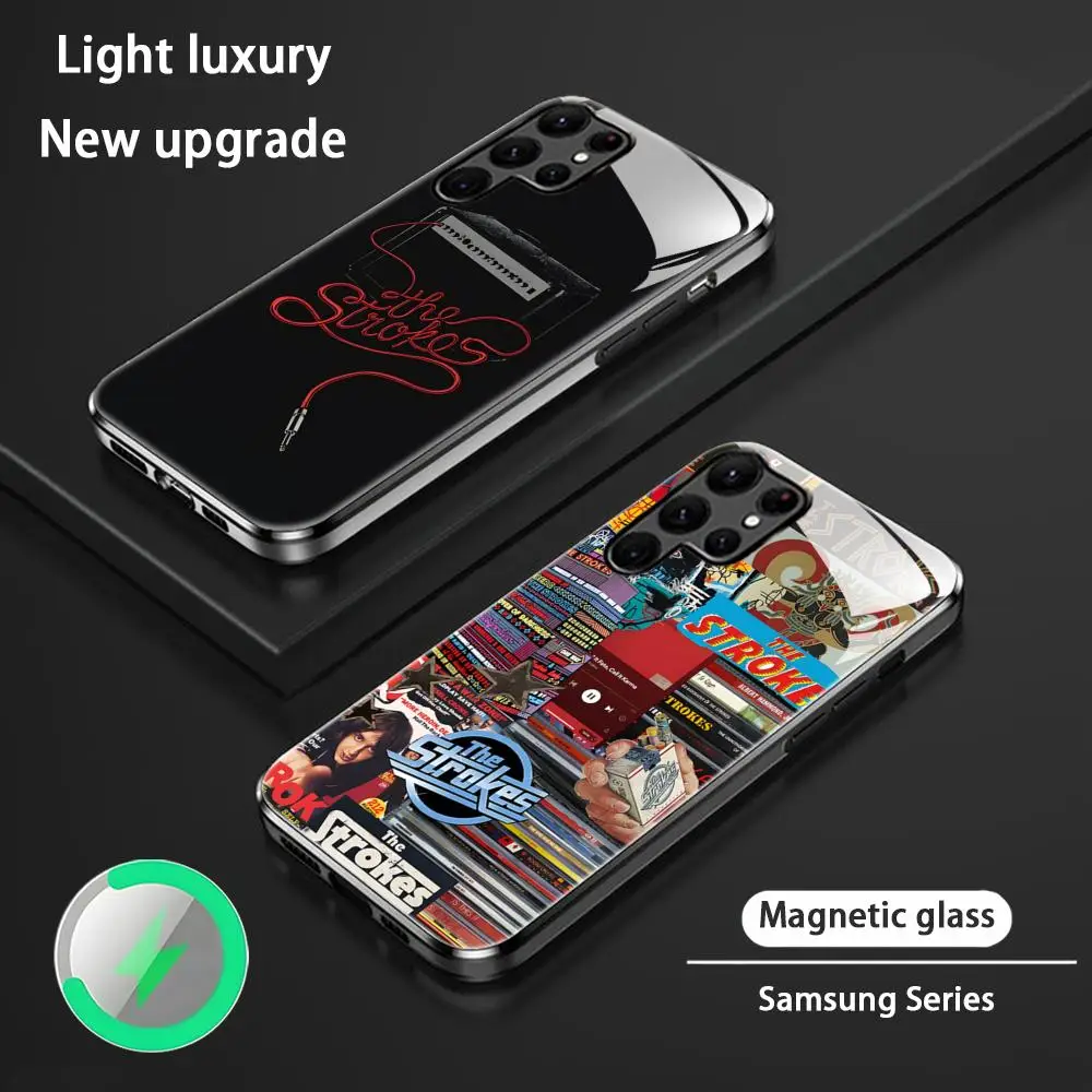 Чехол для телефона S-StrokES Super Band Hot Samsung S25 S24 S23 S22 S21 S20 Plus Ultra Note20 стеклянный магнитный