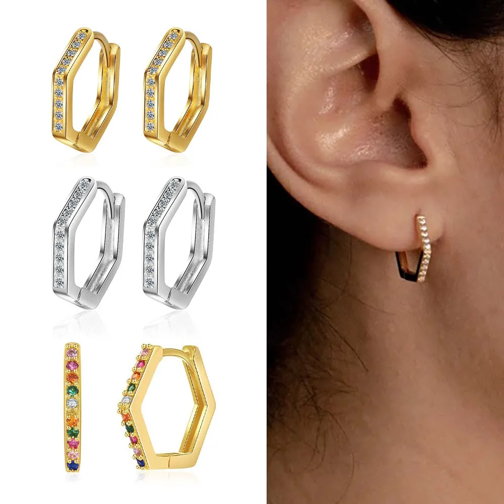 

2PCS Stainless Steel Minimal Hoop Earrings Crystal Zirconia Small Huggie Thin Cartilage Earring Helix Tragus Piercing Jewelry