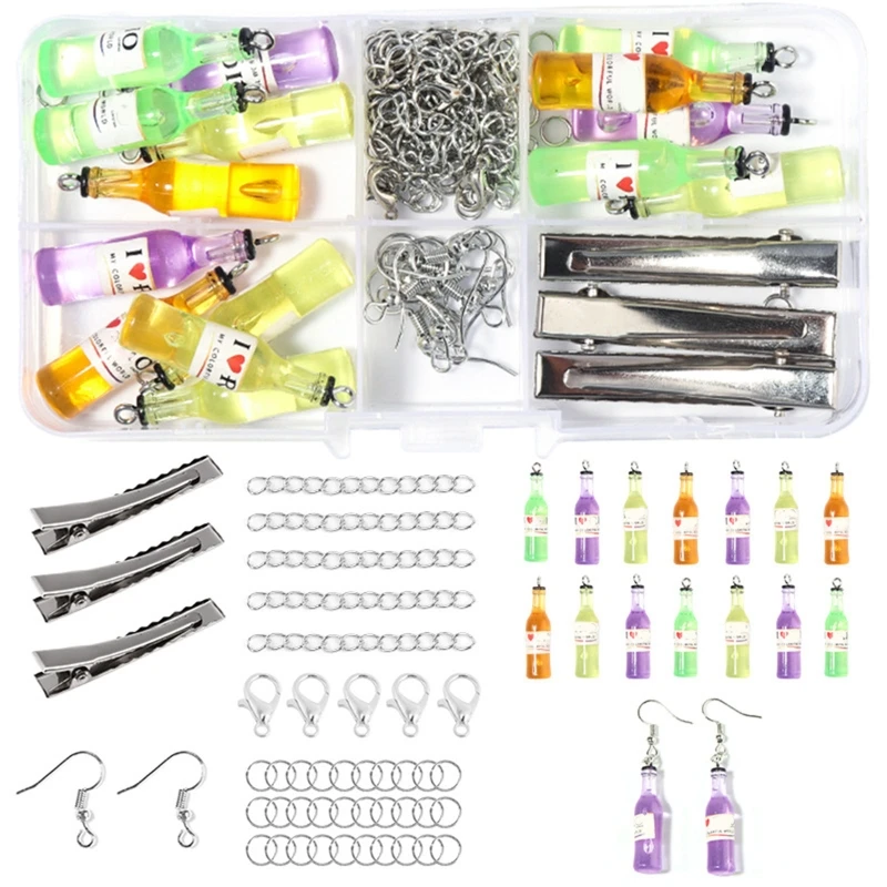

88Pieces Mini Wine Bottles Charms with Lobster Clasps Earrings Dangles Necklaces Pendants Keychains Craft Findings DIY