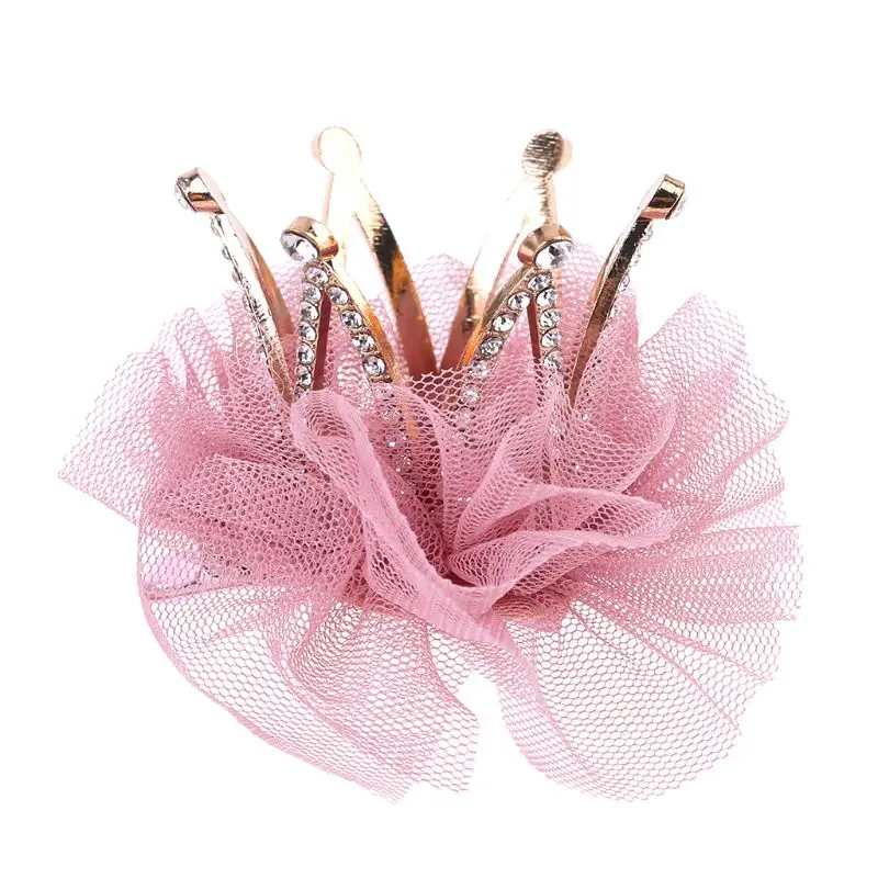

Children Kidds Girl Princess Rhinestone Crystal Lace Crown Hairpin Clip New Style Gift Decoration Accessory