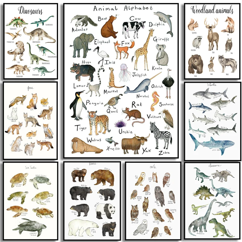 Рисунок на холсте с изображением животных Кита акулы медведей - купить по