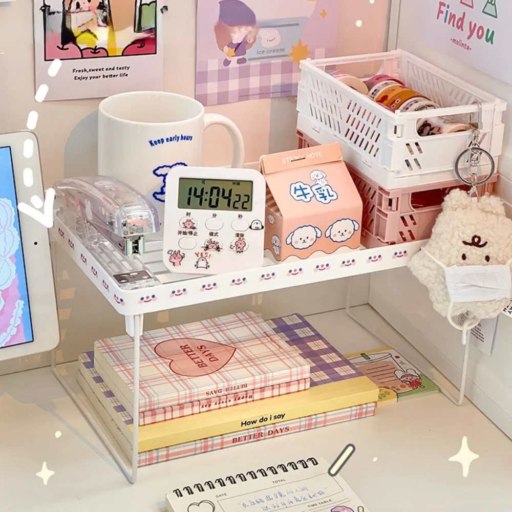 Ins Desktop Folding Storage Holder Organizer Racks Adjustable Rack Desk Bedroom Shelf Room Decor | Дом и сад