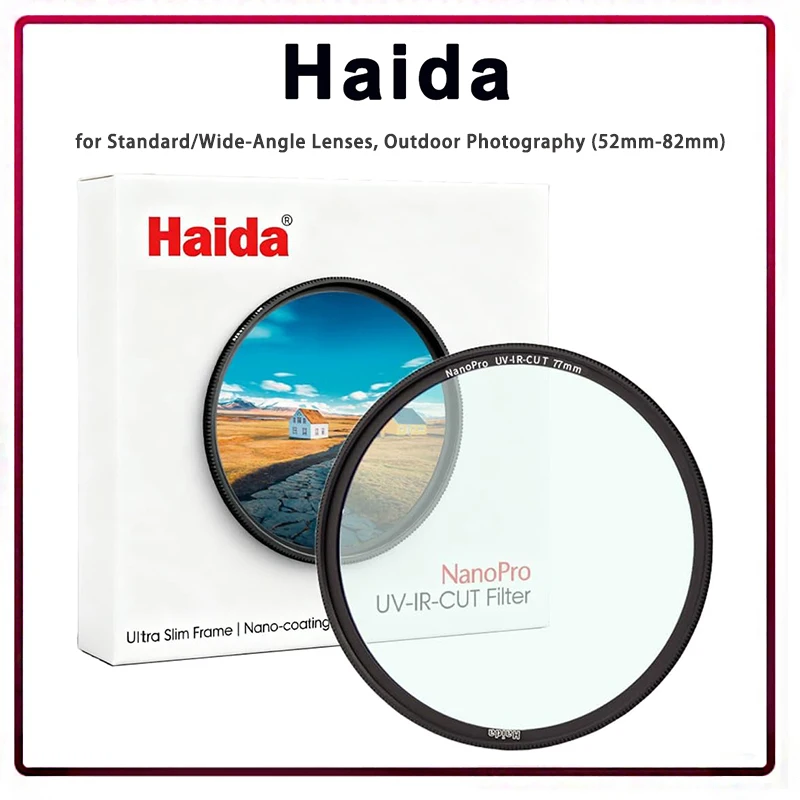 Фото Фильтр Haida NanoPro UV-IR-Cut, тонкое металлическое кольцо с защитой от виннетинга, светопропускание 99,4% для широкоугольных объективов №1