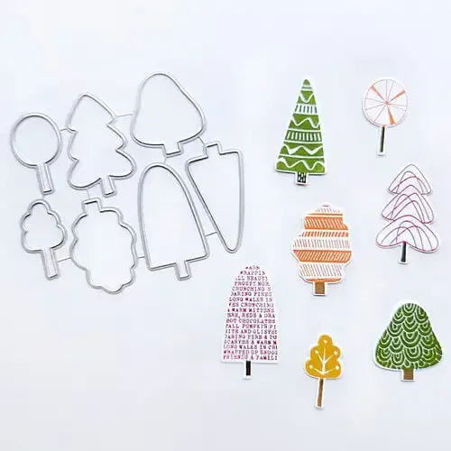 Forest MetalFestive Fall Sentiments Деревья Листья Гоблин Grins Домашние животные Шеврон Шуфле