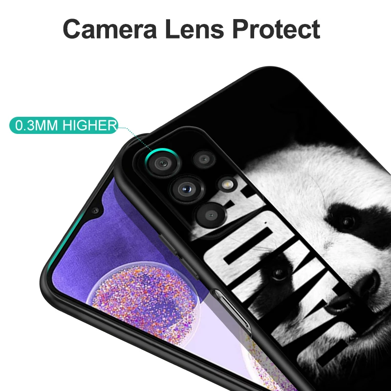 Черный чехол из ТПУ для Samsung Galaxy A03 SM-A035 Core A03S A13 A23 LTE A33 A53 A73 4G 5G Cute Panda Chinese