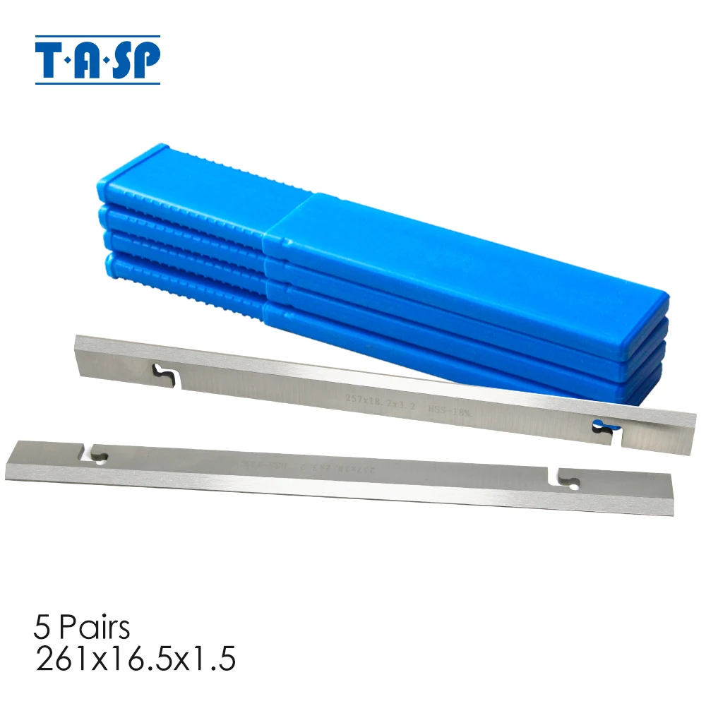 TASP 5 Pairs 257mm HSS Wood Planer Blades 257 x 18.2 x 3.2 mm for Thickness Planer MacAllister COD1500PT