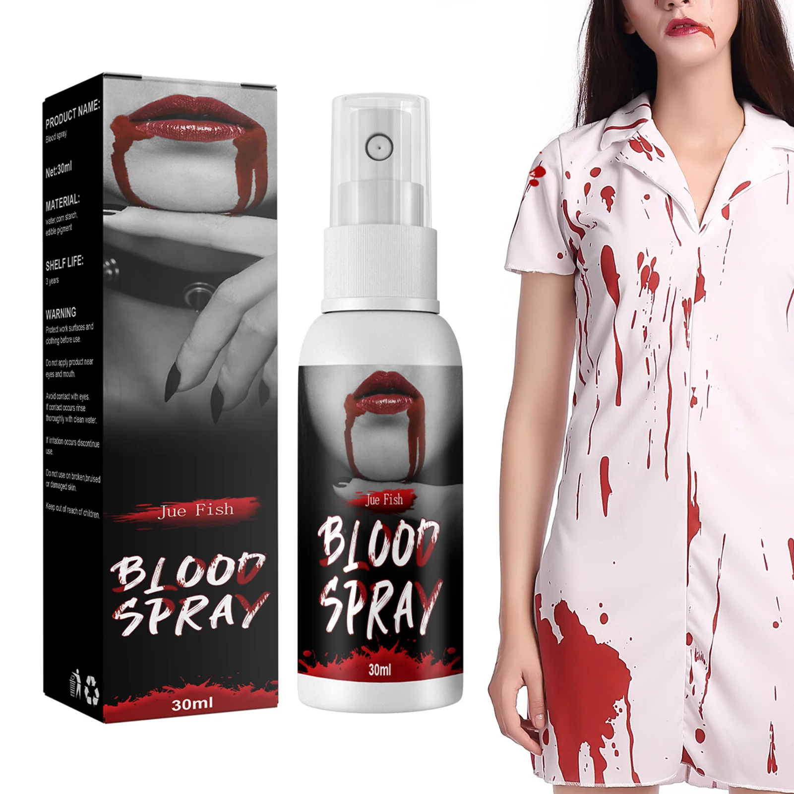

Blood Splatter Fake Blood Makeup Spray Cosplay Accessories Safe Ingredients Blood Splatter Durable Reusable Halloween Liquid