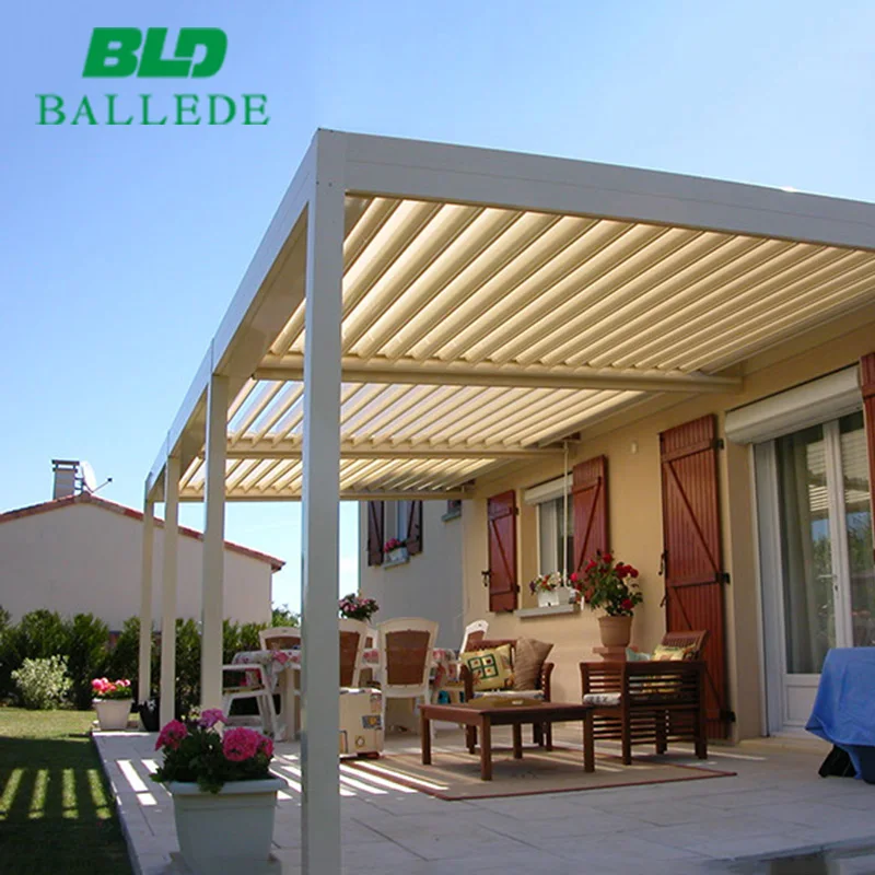 Outdoor electric aluminum garden pergola louvered roof awning patio cover for sunshade