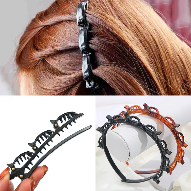 

Black Braider Hair Clip Burst Pin Hairdo Bring Hair Hoop Multi-storey Wisp Air Weave Head Hoop Styling Tool