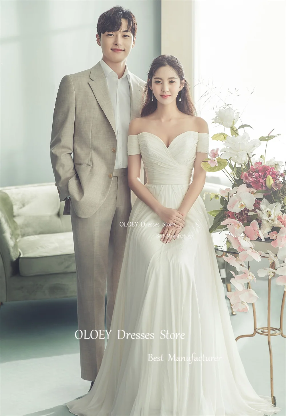 Женское свадебное платье с открытыми плечами OLOEY розовое цвета слоновой кости в