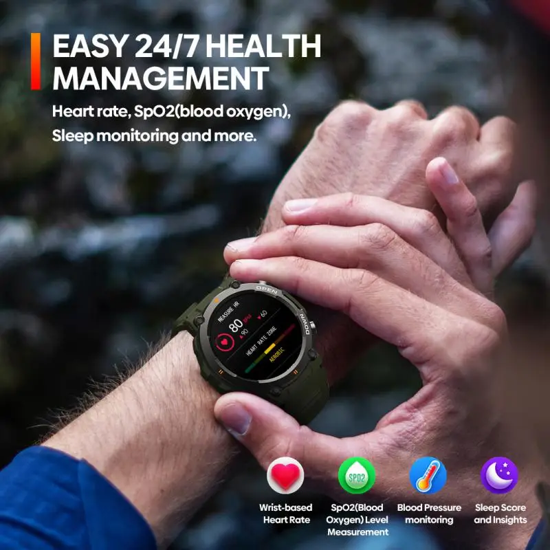 

2022 New Zeblaze Vibe 7 Rugged Smartwatch Make Receive Calls 25 Days Battery Life 100+ Sports Modes Smart Watch Dropship