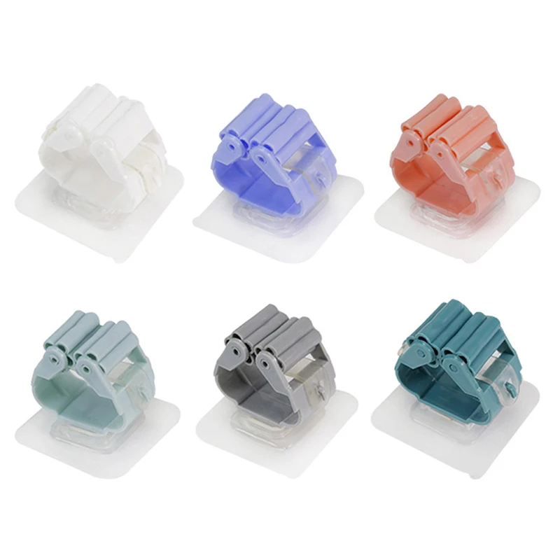

Wall Mounted Mop Clip Mop Holder Brush Hanger Home Storage Rack Bathroom Hooks Hole-free mop holder